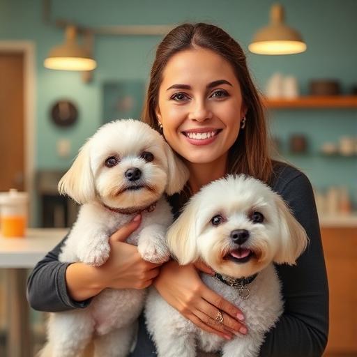 5-star review - Sarah M. from Lincoln, CA loves our professional dog grooming Happy customer Sarah M. with her groomed golden retriever in Lincoln CA